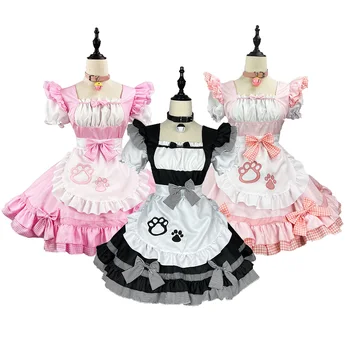 Aranyos Lolita macska szobalány ruha cosplay macska lány szobalány ruha öltöny pincérnő szobalány jelmezek