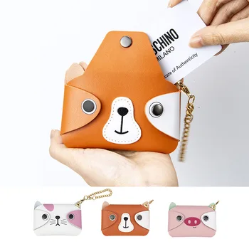 Aranyos macska kutya varrás pénztárca Pu bőr kis táska női érme pénztárca fejhallgató táska medál kézitáska smink szervező kártyatartó