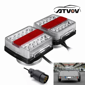 ATVOV pár 12V mágneses LED teherautó hátsó lámpa rendszámtábla Lámpa figyelmeztető féklámpa jelző pótkocsi lakókocsik lakókocsik busz hajó lakóautó