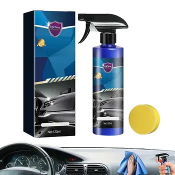 Autó belső tisztító 120ml vízmentes autóipari belső ápoló spray szivaccsal az autó felületének automatikus részletezéséhez