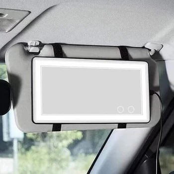 Autó újratölthető LED mosdótükör autó napernyő piperetükör csipesz a mosdótükörön Touch Switch HD univerzális sminktükörrel