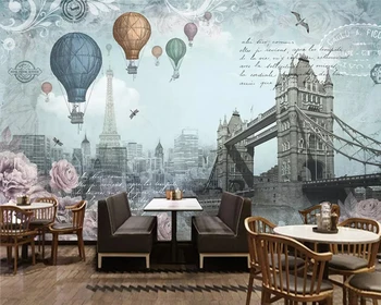 beibehang Modern divat magas dekoratív festés tapéta retro Brit szél hőlégballon háttér fali papírok lakberendezés