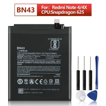 BN43 akkumulátor Xiaomi Redmi Note 4X 3G + Standard Edition Redrice Hongmi telefon akkumulátorokhoz 4000mAh