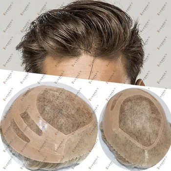 Bond NPU Toupee férfiaknak 100% természetes hajszál emberi haj Remy indiai helyettesítő rendszer kapilláris protézis finom mono csipke & PU