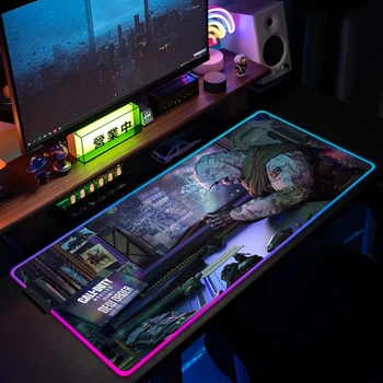 Call of Duty játék egérpad háttérvilágítással nagy játék RGB egérpad XXL számítógépes laptop LED világítás egérszőnyeg gamer asztali szőnyeg