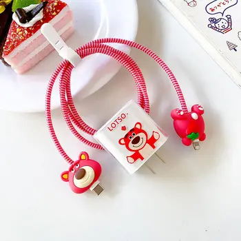 Disney Lotso StellaLou töltő adatkábel kábel védőburkolat IPhone 14 13 12 11 pro 18/20W USB-C Anime aranyos tekercselő kötél