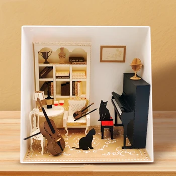 DIY papír miniatűr építőkészlet Zeneterem 3D modell Casa Babaház Kézzel készített kézműves játékok Rejtvények gyerekeknek Születésnapi ajándékok