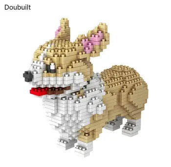 Doubuilt Corgi modell blokkok Kiskutya Rajzfilm Állat Kutyák 3D Háziállatok Építőelemek Teddy Retriever Husky Gyermek játékok Gyerek ajándék