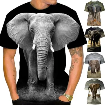 Elephant 3D nyomtatott póló férfi és női vicces állat rövid ujjú kerek nyakú póló divat alkalmi streetwear felsők