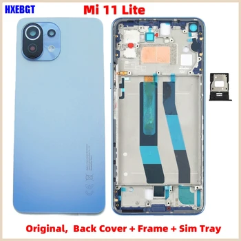 eredeti Xiaomi 11 Lite, Mi11 Lite 5G NE hátlaphoz + LCD elülső keret + hangerőgombhoz + kamera üveglencse + Sim tálca alkatrészek