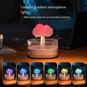  Esőfelhő párásító 200ML illóolajok diffúzor vízcseppekkel és színes éjszakai fény gomba párásítóval