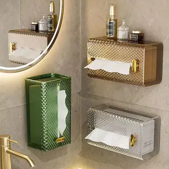 Falra szerelhető papírzsebkendő tartó háztartási papírtörlő tároló doboz Kivehető zsebkendő dobozok otthoni fürdőszobához