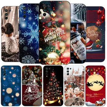 For Honor 10X Lite Case szilikon borítású telefontok Huawei Honor 10X Lite lökhárítóhoz 10XLite fekete tpu tok karácsonyi téli hó