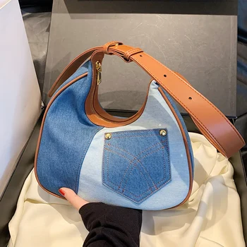 Francia hónalj bevásárlótáska nőknek 2023 Retro farmer válltáska divat félhold design hónalj táska lánc kézitáska táskák