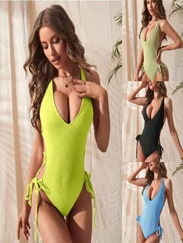 Fürdőruha női fekete egyrészes pánt háromszög húzza össze Amerika szuper szexi brazil fürdőruha hát nélküli strand fürdőruha