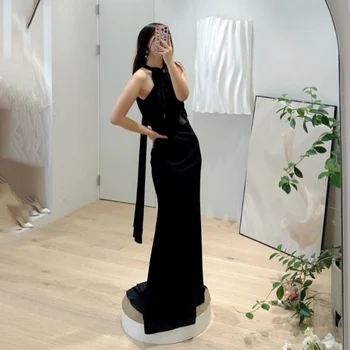 GIOIO O-nyakú Korea kerti estélyi ruhák hát nélküli ujjatlan formális 프롬드레스 Padló hossza Elegáns báli ruhák Party női menyasszony