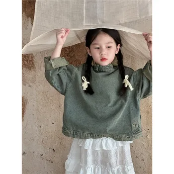 Gyermek farmer kabát 2023 tavasz ősz Új koreai stílusú retro farmer ruházat fiúknak és lányoknak Divat All Match Jacket