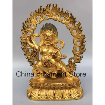 Gyűjtsd össze a kínai buddhizmust Tibet templom bronz aranyozott Mahakala Haragos istenség szobor