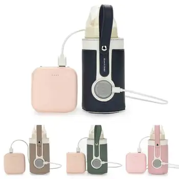  hordozható palackfűtés USB állítható vezeték nélküli cumisüvegmelegítő 3 színes lámpa a hőmérséklet szabályozásához kültéri utazásokhoz