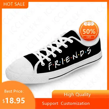 Hot Friends TV Show anime rajzfilm fehér szövet 3D nyomtatás alacsony szárú vászon divatcipők férfi női könnyű légáteresztő cipők
