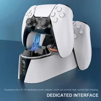  Joystick töltő dokkoló állomás PS5 vezérlő töltő dokkoló jelzőfénnyel Felhasználóbarát töltőállomás játékosoknak