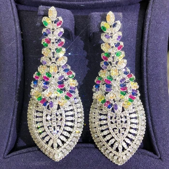 KellyBola Gorgeous Geometria Micro Cirkon medál fülbevaló Női divatos luxus esküvői bankett évfordulós ékszer kiegészítők