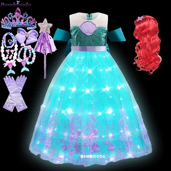 Kis hableány hercegnő ruha cosplay jelmezek lányok születésnapi party báli ruhák Halloween ruházat Ariel kis hableány hercegnő