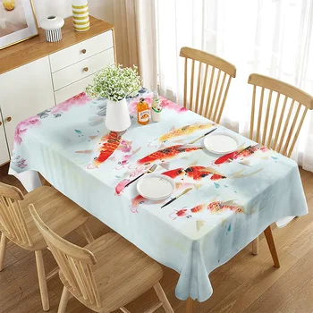 Koi pontyhal terítő Lucky Red Fish Pattern téglalap alakú asztalhuzat parti fesztiválhoz konyha Nappali dekoráció
