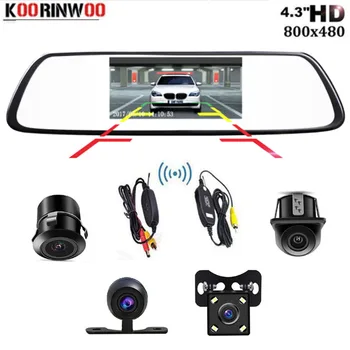 Koorinwoo automatikus parkolási asszisztens 4,3 hüvelykes autós monitor 2.4G vezeték nélküli 800 * 480 HD parkoló tolatókamera készlet