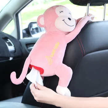 Kreatív majom szövet doboz rajzfilm szövetborító papírtartó szalvéta doboz papírtároló autóhoz otthoni fürdőszoba gyerekszoba ajtó hátul