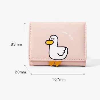 Kreatív rajzfilm kacsa design Női pénztárca PU bőr bankkártya tartó Short Fold pénztárcák Készpénzcsipesz Női pénztárcák