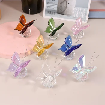 Kristály pillangó figura Állati díszek Kézműves üveg Papírnehezék Otthoni esküvői dekoráció Miniatűr ajándéktárgyak