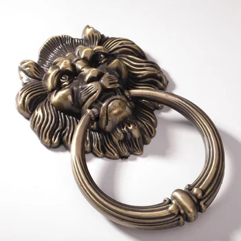 Kínai antik ajtókopogtató Bronz fogantyú Fenevad fej Nagy oroszlánfej Kapu Neoklasszicista kopogtató Cinkötvözet Ming és Qing dinasztiák