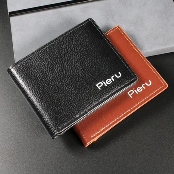 Külkereskedelem Rövid pénztárca Férfi licsi minta Vízszintes pénzcsipesz Multi-Card Card táska Divat hordozható