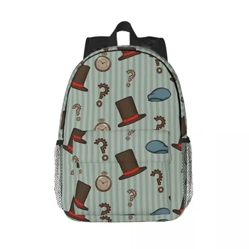 Layton professzor ismétlődő mintájú (zöld) hátizsákok Fiúk lányok könyvestáska alkalmi gyerekek iskolai táskák laptop hátizsák válltáska