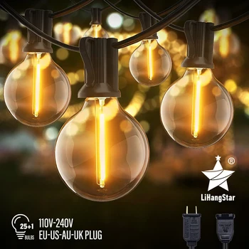 LED G40 izzólámpa 50 FT Vízálló beltéri kültéri kert füzér lámpák Terasz bár Karácsonyi parti dekoráció