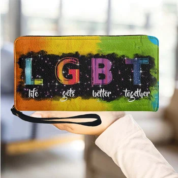 LGBT Pride Luxus női bőr pénztárca hordozható csuklópánt Női pénztárca cipzár Portefeuille femme kártyatartó lányoknak 2023