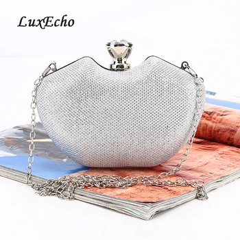 LuxEcho 2018 Strasszos kézitáskák egyszemélyes Chain Bride esküvői pénztárca Divatparti estélyi táskák Nappali tengelykapcsolók Arany/ezüst