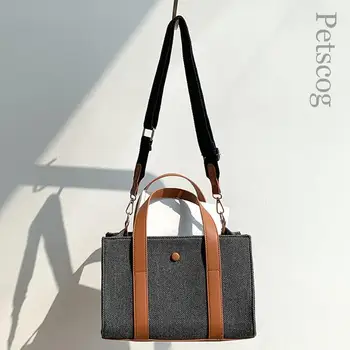 Luxus design női válltáska Pu bőr vászon varrás cipzáras táska Nagy kapacitású divat női kézitáska alkalmi táskák