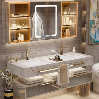 luxus Hotel Európai stílusú falra szerelhető fürdőszoba mosdó kiváló minőségű fürdőszobaszekrény készlet tároló szekrény