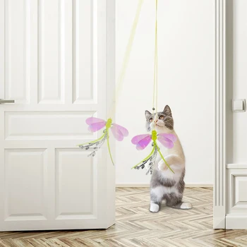 Macska játék hinta ragacsos tárcsa Rugalmas csengő függő ajtó ugratás Macskák hosszú kötél Cica játszik interaktív kaparókötél Kisállat kellékek