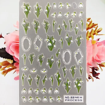 matt 3D körömmatrica Művészet Gyönyörű virágok Tulipán Floret Vékony szívósság Csúszka Körmök Dekorációk Matrica Manikűr kiegészítők