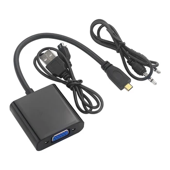 Micro-HDMI-VGA adapterkábel 1080P Video Converter audio jack csatlakozóval USB tápkábel Xbox kamerához Raspberry Pi 4