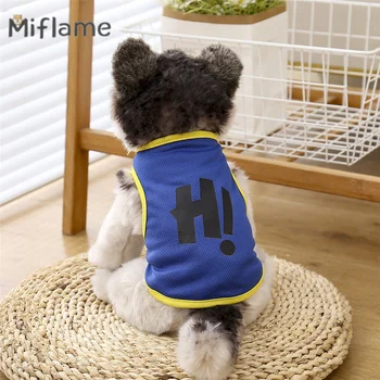 Miflame nyári kisállat ruházat vékony betűs kis kutya mellény macska kutya tank felső mackó bichon schnauzer lélegző kiskutya póló