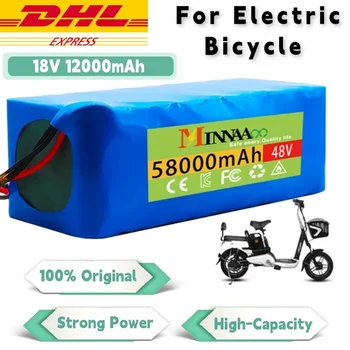  Nagy kapacitású 48V 100mAh 1000w 13S3P XT60 lítium-ion akkumulátor 54.6v E-bike elektromos kerékpárhoz Robogó BMS + töltővel