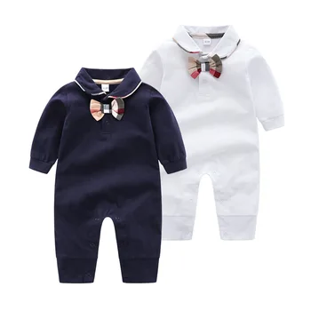New Fashion Plaid Baby Romper Újszülött pamut baba overallok Lány ruházat Egyrészes kockás masni jumpsuit