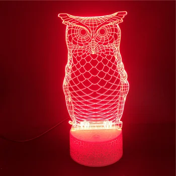 Nighdn bagoly 3D illúzió éjszakai lámpa gyerekeknek Hálószobai dekorációk LED éjszakai fény Születésnapi karácsonyi ajándék fiúknak Lányok éjszakai fény