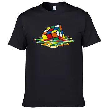 Nyári pamut póló Rubik's Cube Printing póló Vicces hipszter grafikus póló felső Unisex férfi rövid ujjú menő pólók #304