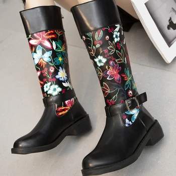 Női csizma ősz Kiváló minőségű új vintage szögletes lábujj Vaskos sarkú bokacsizma Cipzáras magas sarkú csizma Vízálló bőr