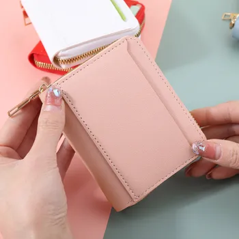 Női pénztárcakártya-tartó friss rózsaszín érme pénztárca Mini pénztárca egyszínű Xzipper Több kártyás pénztárca pénztárca Több kártya tartó